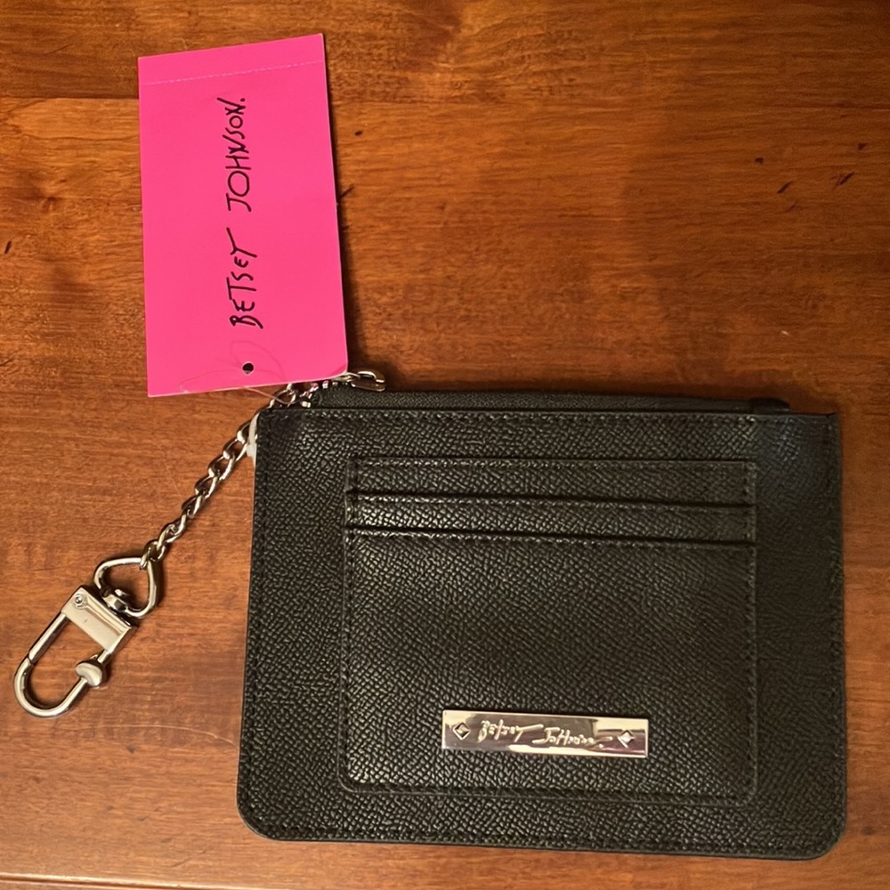 Betsey Johnson wallet black & silver card case clasp